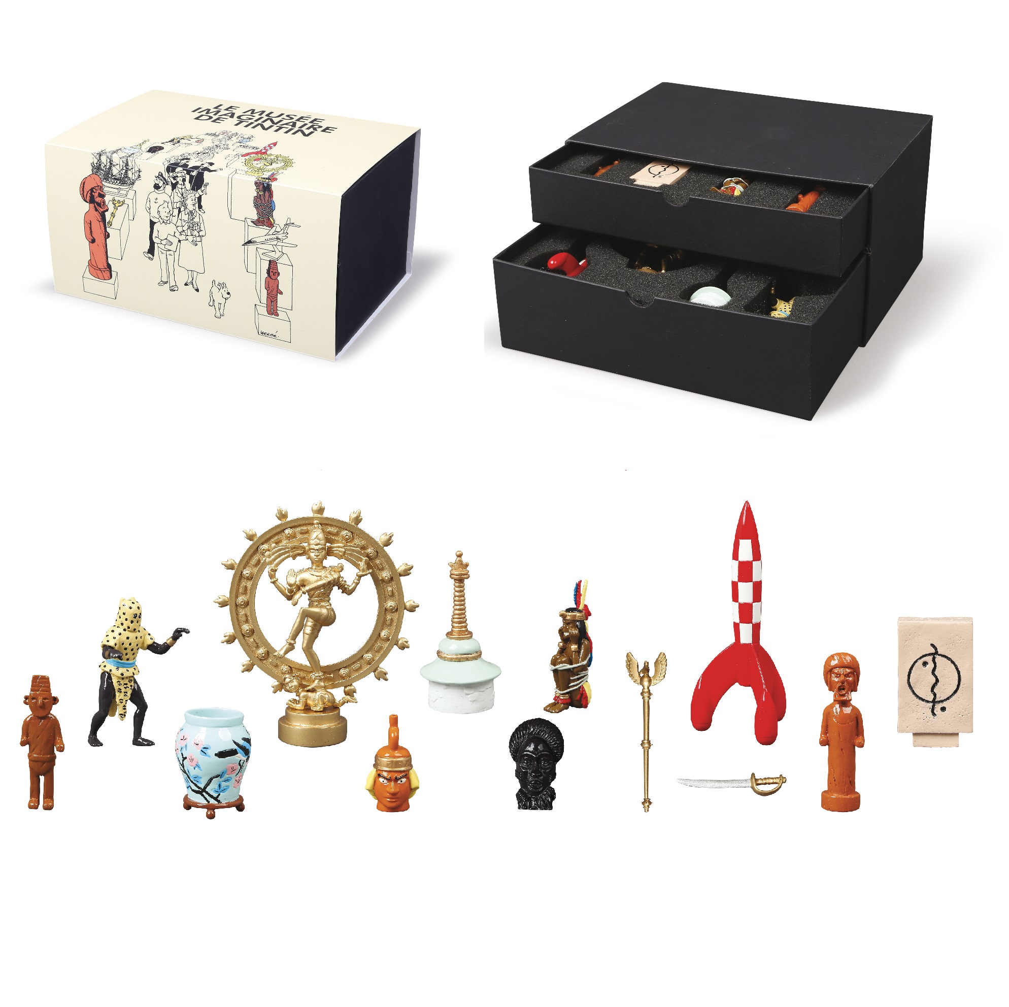 Coffret 7 figurines métal lune - Espace Tintin Montpellier