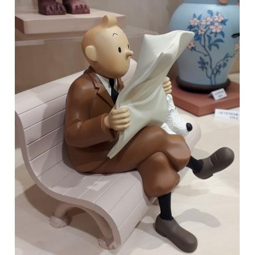 Tintin mlou assis sur le banc