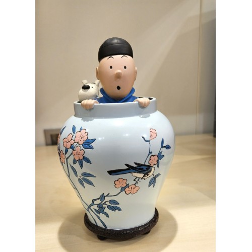 potiche, lotus bleu